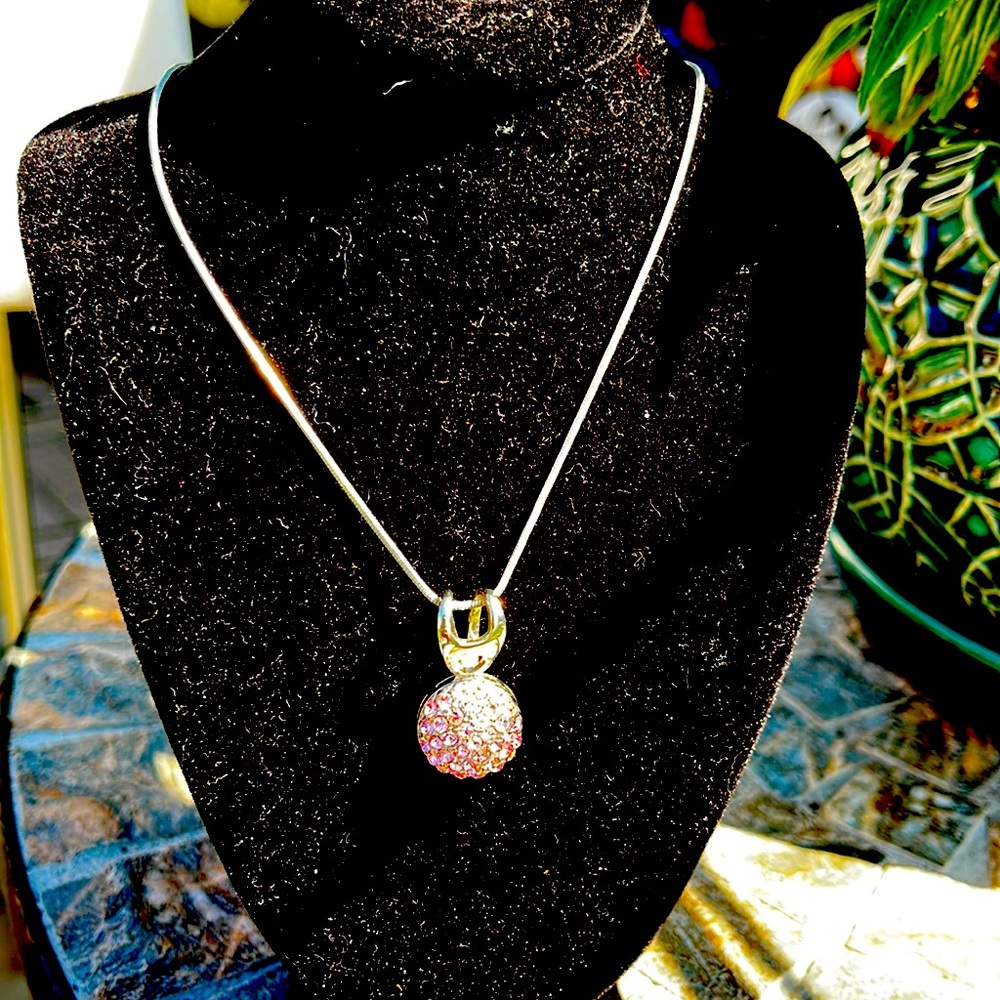 Pink Crystal Encrusted Ball Necklace - Picture 12 of 15